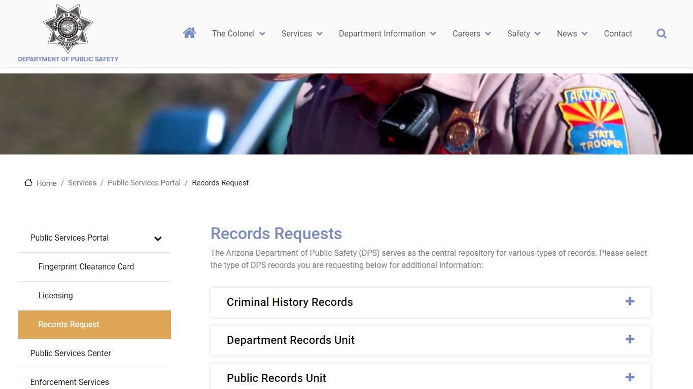 Records Request | Department of Public Safety